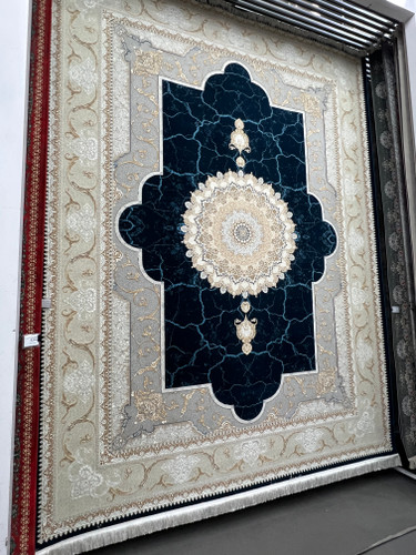 فرش طرح سنگی سرمه ای
